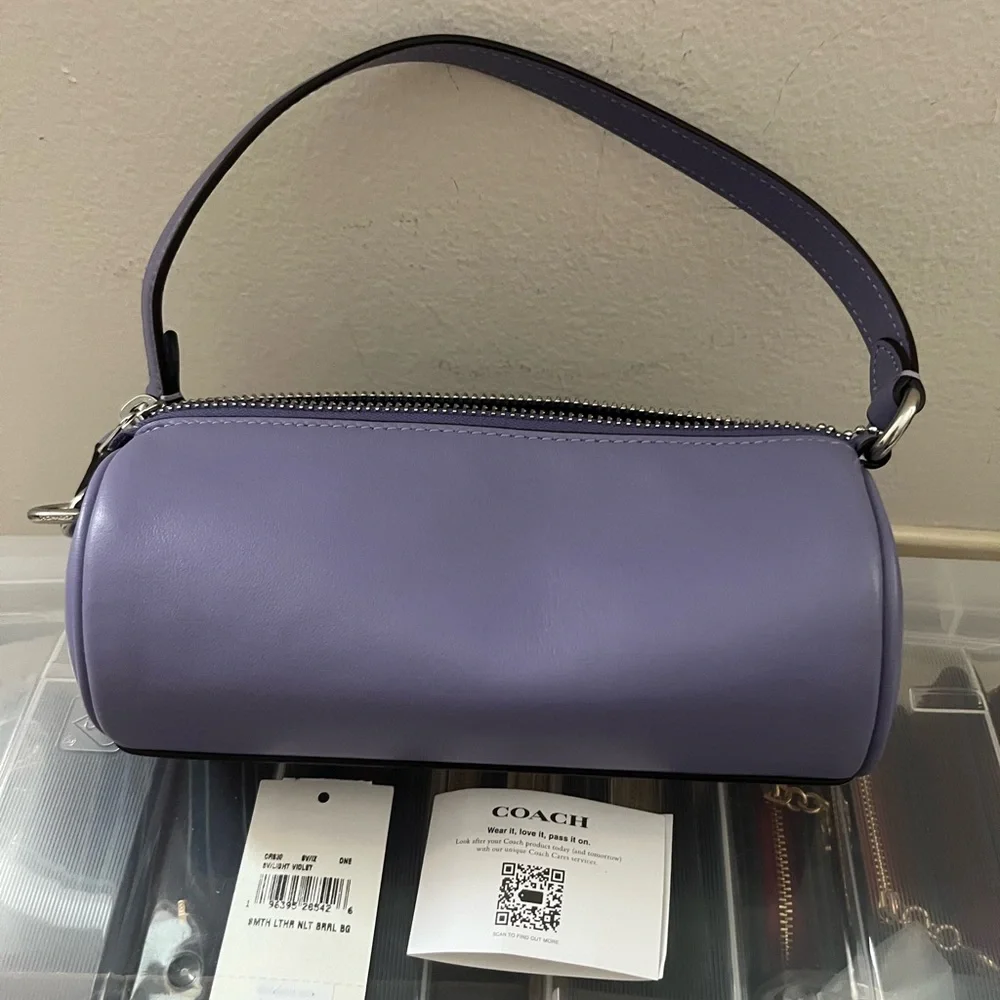 Coach Lavender Leather Barrel Shoulder Bag - Picture 3 of 7